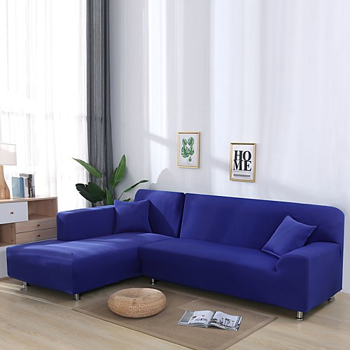 

Nordic Simple Plain Color Elastic Sofa Cover Single Double Three Person Sofa Cover Blue