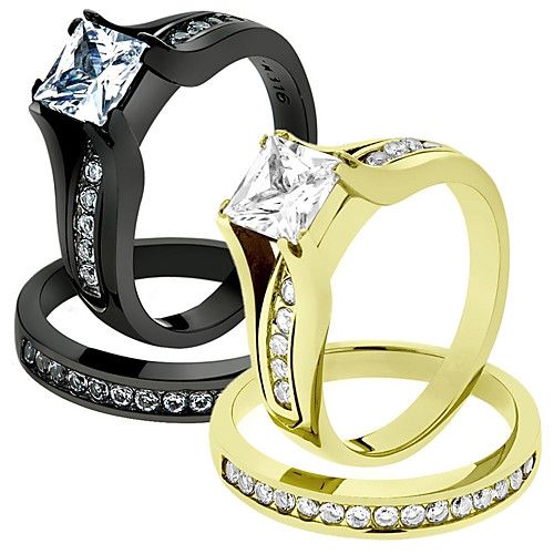 

Women's Ring 1 set Black Gold Silver Alloy Square Punk Festival Jewelry