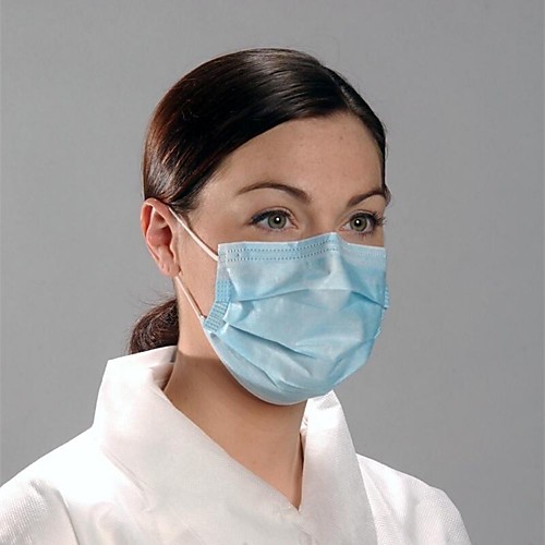 

100 pcs Face Mask Waterproof Breathable Disposable Protection 3 Layers Nonwoven Fabric Melt Blown Fabric Filter Blue