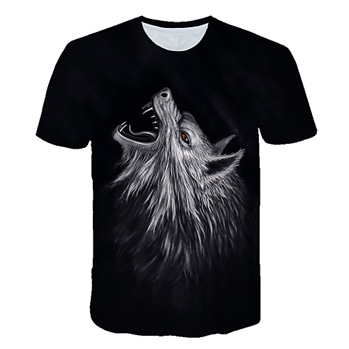 

Men's Daily Sports Street chic / Exaggerated T-shirt - 3D / Animal Wolf, Print Black