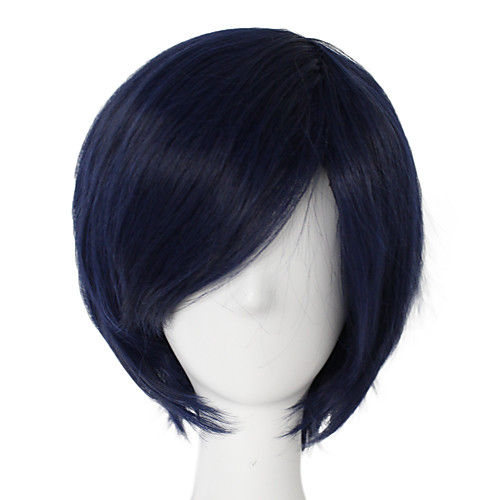 

My Hero Academia Boko No Hero Lida Tenya Cosplay Wigs Men's Asymmetrical Side bangs 12 inch Heat Resistant Fiber kinky Straight Blue Ink Blue Anime