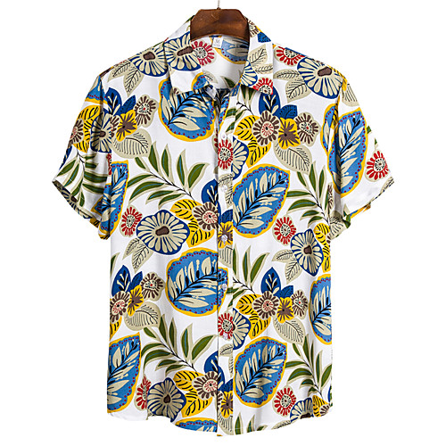 

Men's Daily Beach Basic / Boho Shirt - Floral Rainbow