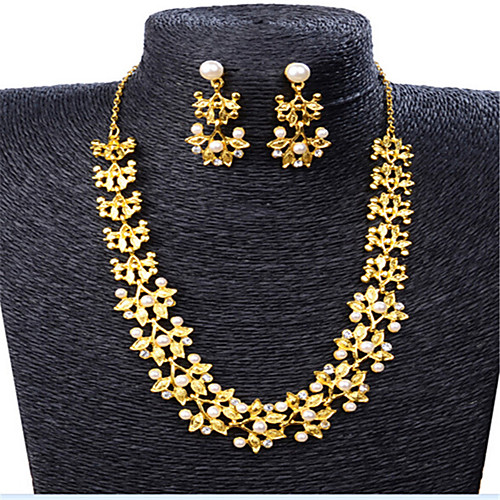 

Women's Jewelry Set Classic Flower Stylish Imitation Pearl Gold Plated Earrings Jewelry Gold For Party Evening Festival 1 set