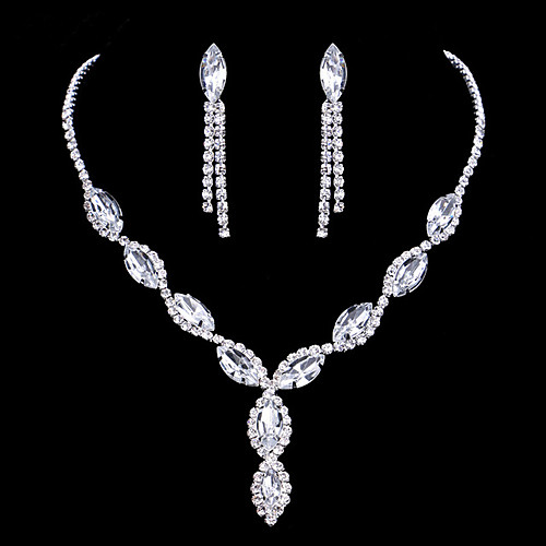 

Women's Jewelry Set Bridal Jewelry Sets Tennis Chain Simple European Trendy Fashion Elegant Imitation Diamond Earrings Jewelry Silver For Wedding Party Evening Engagement Gift Festival 1 set
