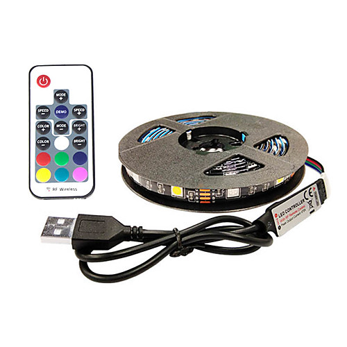 

2m TV Background Light Strip Flexible LED Light Strips RGB Strip Lights 60 LEDs SMD5050 10mm 1 17Keys Remote Controller 1 set Multi Color Waterproof / USB / Self-adhesive 5 V