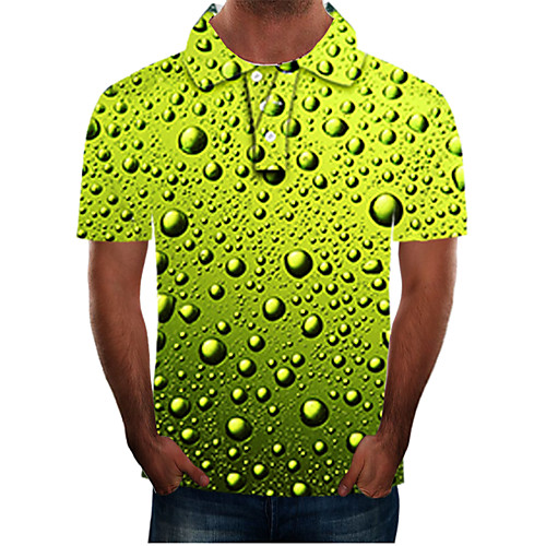 

Men's Daily Going out Street chic / Exaggerated Polo - Color Block / 3D / Graphic Green