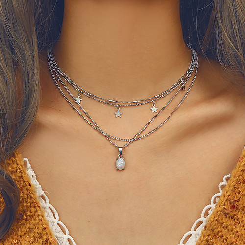 

Women's Necklace Friends European Romantic Casual / Sporty Sweet Chrome Silver 38 cm Necklace Jewelry 1pc For Street Festival