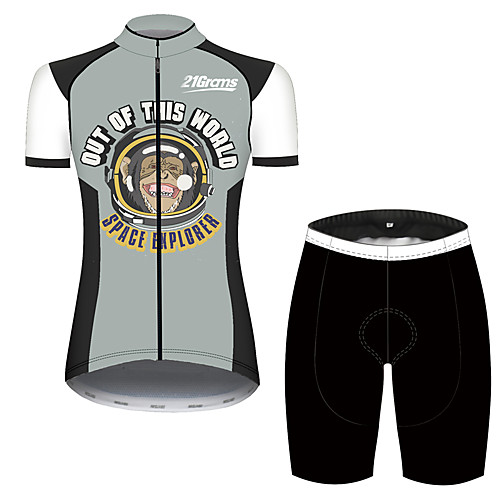 

21Grams Women's Short Sleeve Cycling Jersey with Shorts Black / White Animal Monkey Bike Clothing Suit Breathable 3D Pad Quick Dry Ultraviolet Resistant Sweat-wicking Sports Animal Mountain Bike MTB