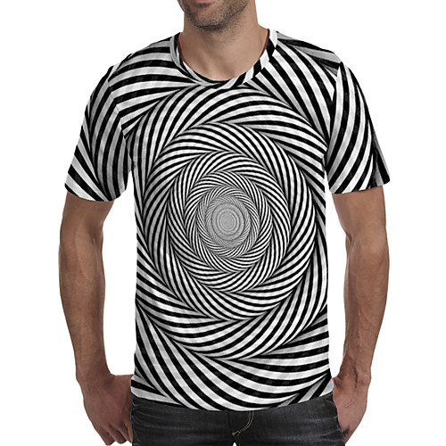 

Men's Daily Going out Exaggerated T-shirt - Geometric / 3D / Graphic Print Rainbow