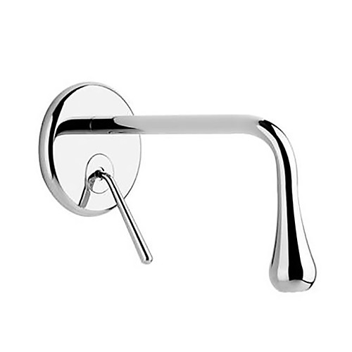 

Bathroom Sink Faucet - Chrome Finish Wall Mounted Single Handle Contemporary Bath Basin Mixer Taps