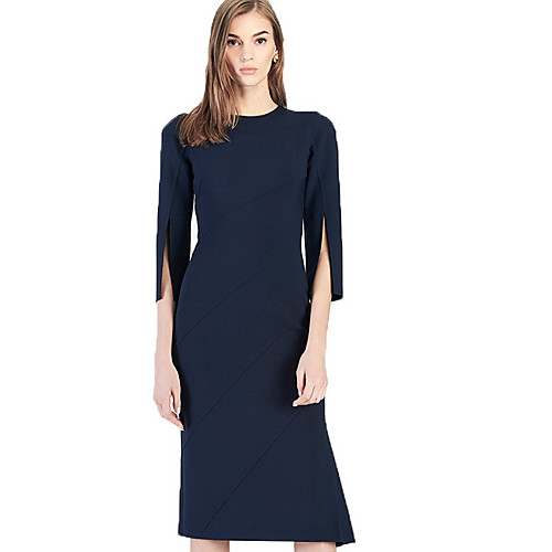 

Women's Navy Blue Dress Sheath Solid Color S M