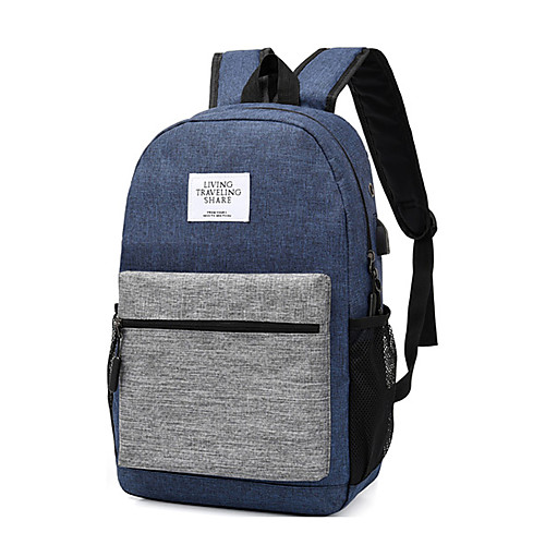 

Large Capacity Polyester Zipper Commuter Backpack Solid Color Daily Black / Blue / Red