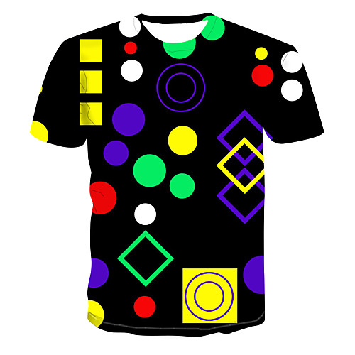 

Men's Club Weekend Street chic / Punk & Gothic T-shirt - Color Block / 3D / Graphic Print Rainbow