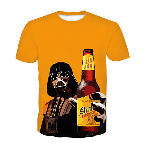 

Men's Party Club T-shirt - 3D / Portrait / Beer Print Yellow