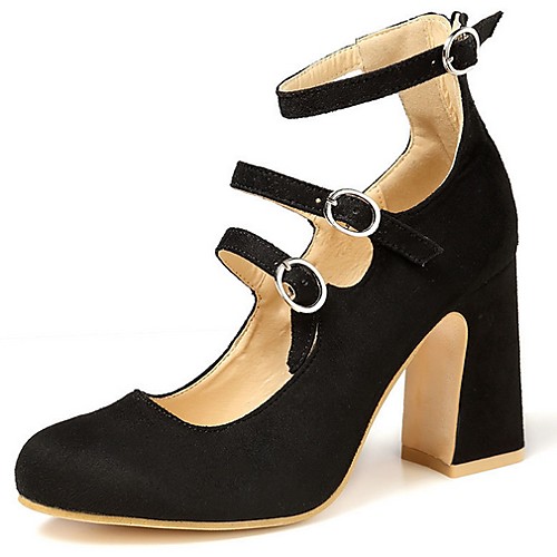 

Women's Sandals Chunky Heel Round Toe Suede Spring & Summer Red / Black