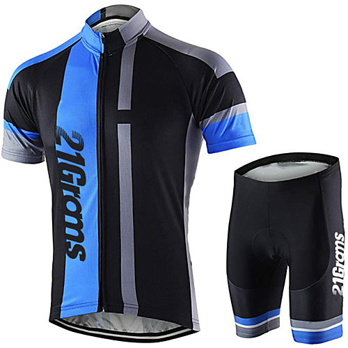

21Grams Men's Short Sleeve Cycling Jersey with Shorts Bule / Black Bike Clothing Suit UV Resistant Breathable 3D Pad Quick Dry Sweat-wicking Sports Solid Color Mountain Bike MTB Road Bike Cycling
