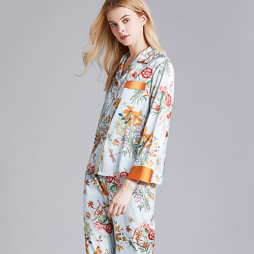 

Women's Notch Lapel Suits Pajamas Geometric