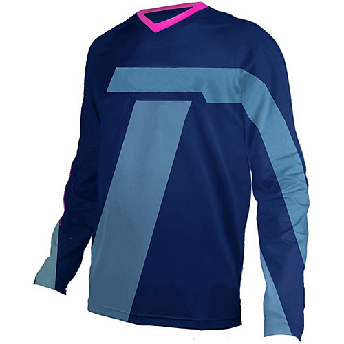 

21Grams Men's Long Sleeve Cycling Jersey Downhill Jersey Dirt Bike Jersey 100% Polyester BlueGreen BluePink Bike Jersey Top Mountain Bike MTB Road Bike Cycling UV Resistant Breathable Quick Dry