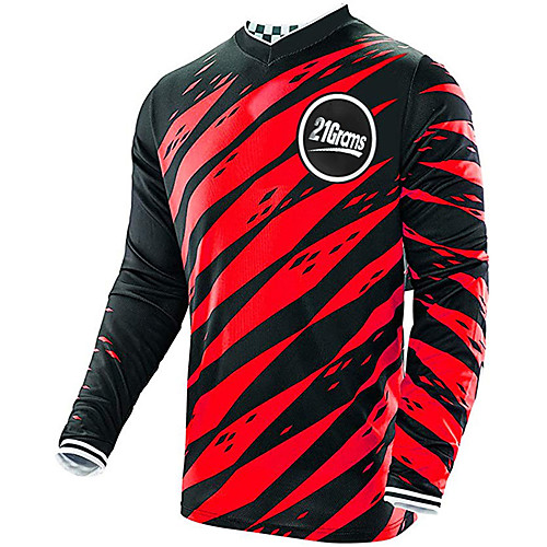 

21Grams Men's Long Sleeve Cycling Jersey Downhill Jersey Dirt Bike Jersey 100% Polyester Black / Red Bule / Black Black / Yellow Stripes Bike Jersey Top Mountain Bike MTB Road Bike Cycling UV