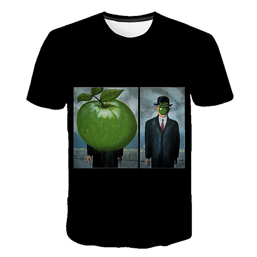 

Men's Daily Sports Street chic / Exaggerated T-shirt - Color Block / 3D / Portrait Print Black