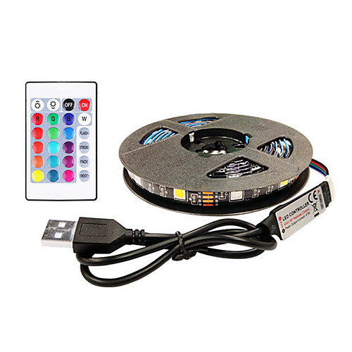 

3m TV Background Light Strip Flexible LED Light Strips / RGB Strip Lights 90 LEDs SMD5050 10mm 1 24Keys Remote Controller 1 set Multi Color Waterproof / USB / Self-adhesive 5 V