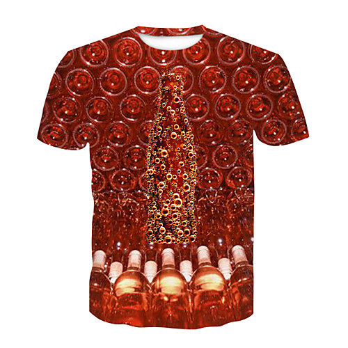 

Men's Party Club T-shirt - 3D / Beer Print Red