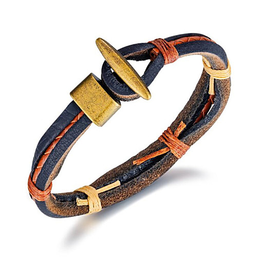 

Men's Chain Bracelet Leather Bracelet Classic Fashion Fashion Leather Bracelet Jewelry Black / Brown For Gift Festival