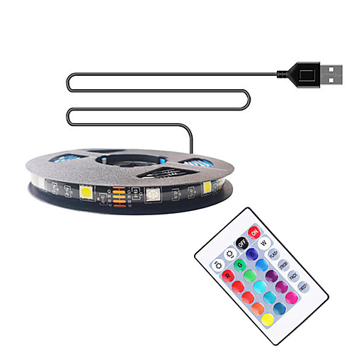 

2m TV Background Light Strip Flexible LED Light Strips / RGB Strip Lights 60 LEDs SMD5050 10mm 1 24Keys Remote Controller 1 set Multi Color Waterproof / USB / Self-adhesive 5 V