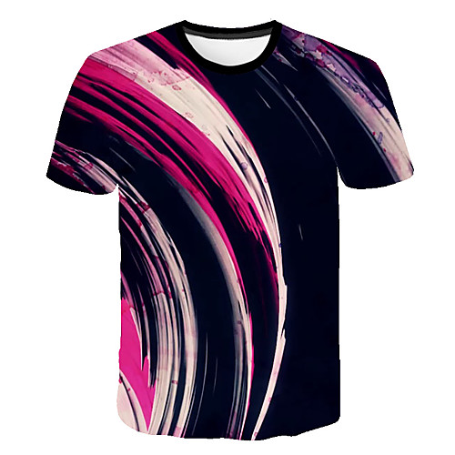 

Men's Daily Going out Basic T-shirt - 3D / Abstract Print Black