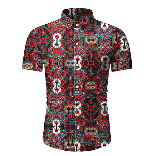

Men's Daily Going out Shirt - Geometric Red