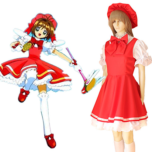

Inspired by Cardcaptor Sakura Kinomoto Sakura Anime Cosplay Costumes Japanese Cosplay Suits Dress Gloves Bow For Women's / Cap