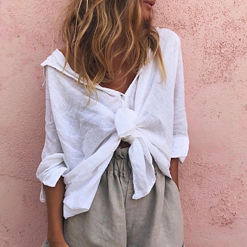 

Women's Daily Shirt - Solid Colored White