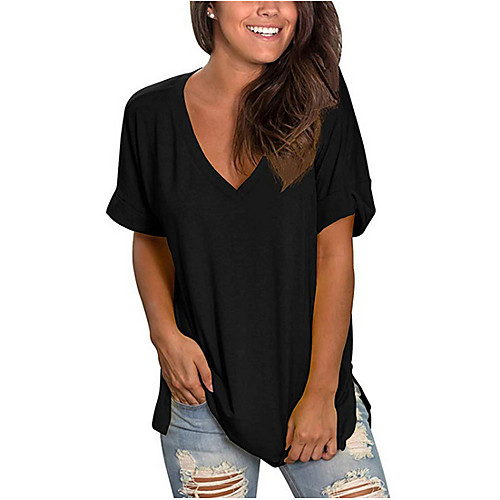 

Women's Daily T-shirt - Solid Colored Black