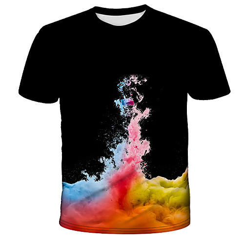 

Men's Daily Holiday Street chic / Exaggerated T-shirt - 3D / Tie Dye / Animal Wolf, Print Rainbow