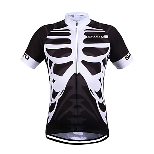 

SALETU Men's Women's Short Sleeve Cycling Jersey 100% Polyester Black / White Bike Jersey Top Breathable Quick Dry Reflective Strips Sports Clothing Apparel / Stretchy / Sweat-wicking