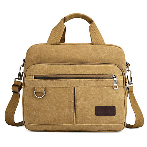

Men's Zipper Canvas Briefcase Solid Color Black / Army Green / Coffee