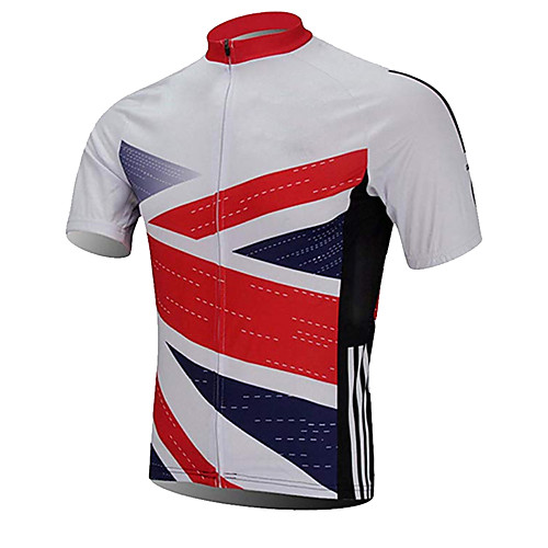 

21Grams Men's Short Sleeve Cycling Jersey 100% Polyester Red / White UK National Flag Bike Jersey Top Mountain Bike MTB Road Bike Cycling UV Resistant Breathable Quick Dry Sports Clothing Apparel