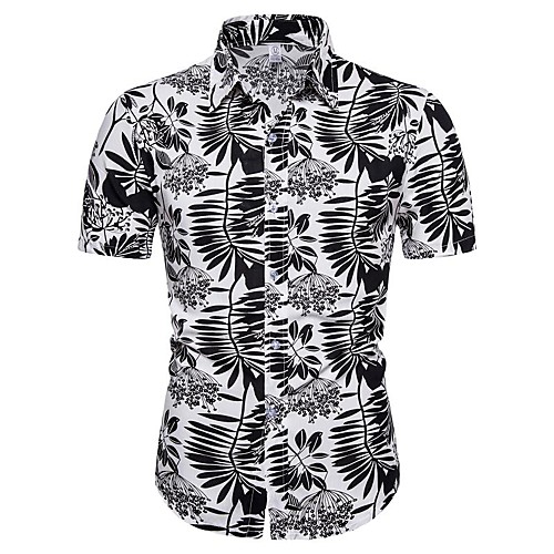 

Men's Daily Going out Basic / Exaggerated T-shirt - Floral / 3D Black