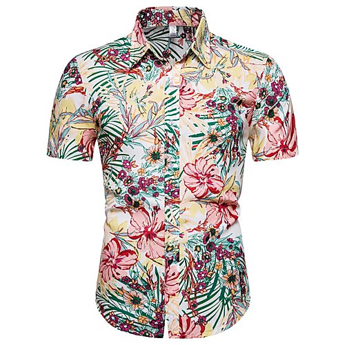 

Men's Daily Going out Basic / Exaggerated T-shirt - Floral / 3D Rainbow