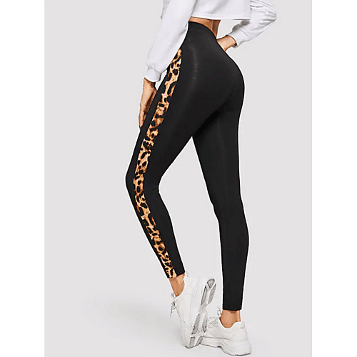 

Women's Sporty Sweatpants Pants - Leopard Black S M L