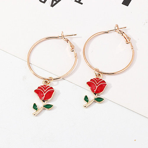 

Women's Hoop Earrings Earrings Classic Roses Trendy Romantic Fashion Cute Colorful Earrings Jewelry Gold For Gift Date Birthday Beach Festival 1 Pair