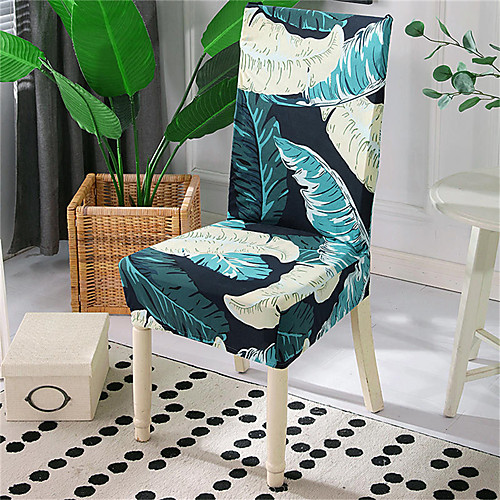 

Green Leaves Print Very Soft Chair Cover Stretch Removable Washable Dining Room Chair Protector Slipcovers Home Decor Dining Room Seat Cover