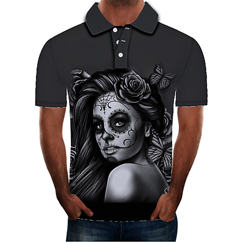 

Men's Daily Going out Street chic / Exaggerated Polo - Color Block / 3D / Graphic Black