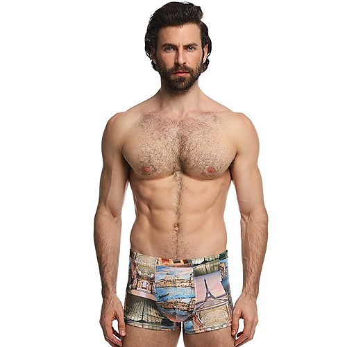 

Men's Print Briefs Underwear Mid Waist Green M L XL