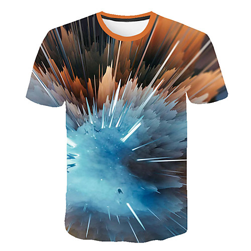 

Men's Daily Sports Street chic / Exaggerated T-shirt - Geometric / Color Block / 3D Print Rainbow