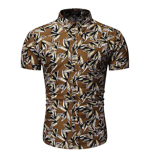 

Men's Holiday Tropical Shirt - Geometric Print Khaki