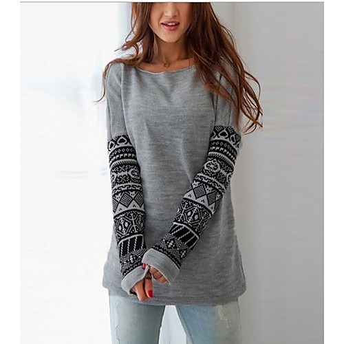 

Women's Daily T-shirt - Geometric / Solid Colored Gray