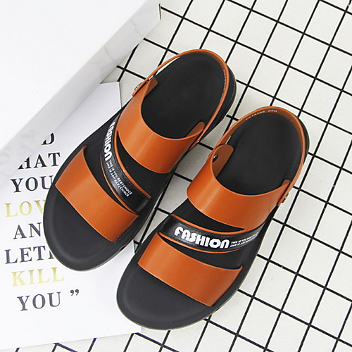 

Men's Leather Spring & Summer Casual Sandals Breathable Yellow / Black