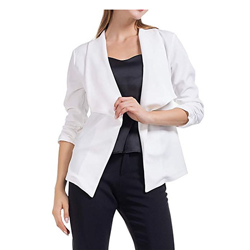 

Women's Plus Size Blazer, Solid Colored Notch Lapel Polyester Wine / Blue / White