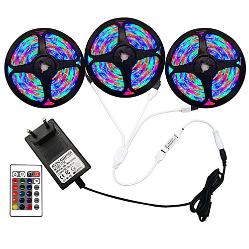 

5m Flexible LED Light Strips RGB Strip Lights Remote Controls 270 LEDs SMD3528 8mm 1 24Keys Remote Controller 1 x 2A Power Adapter 1 set RGB Change Christmas New Year's Indoor Decorative